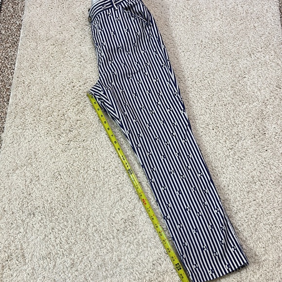 ANTHROPOLOGIE 10 The Essential Slim white and blue stripe cropped pants - Picture 9 of 10
